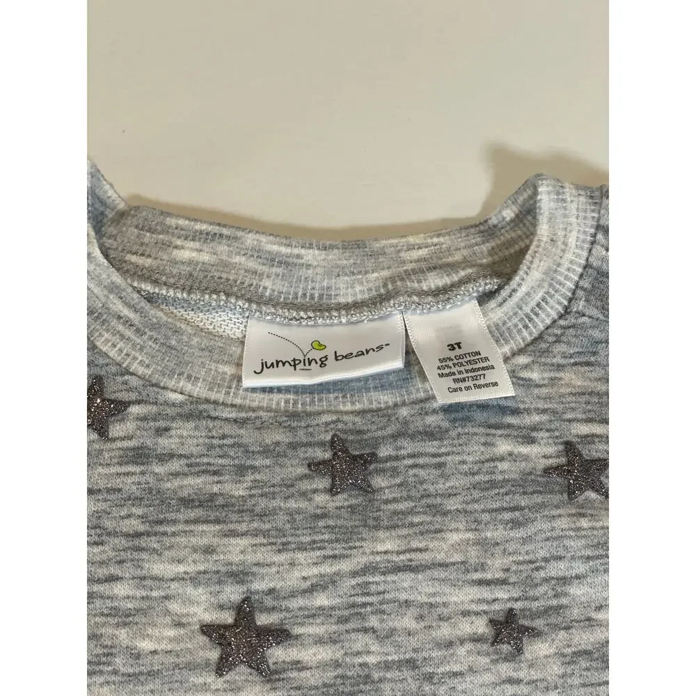 Jumping Bean Sweatshirt Girls 3T Gray Lightweight Silver Stars New With Tag